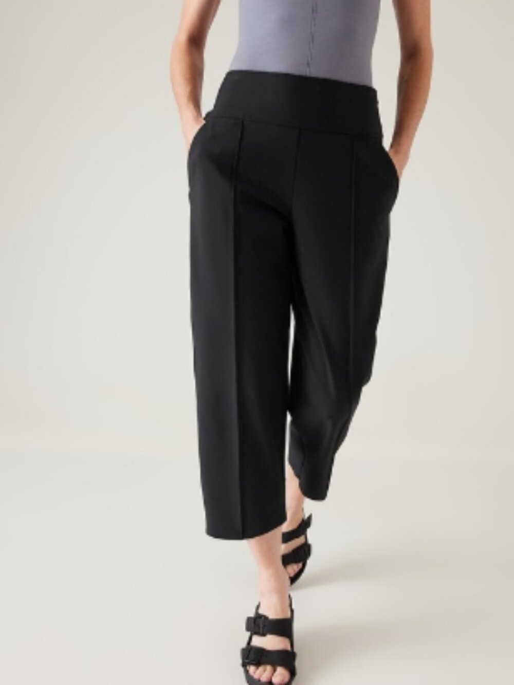 Athleta Stellar Wide Leg Crop Pant Black Size 10 TALL - Picture 2 of 7